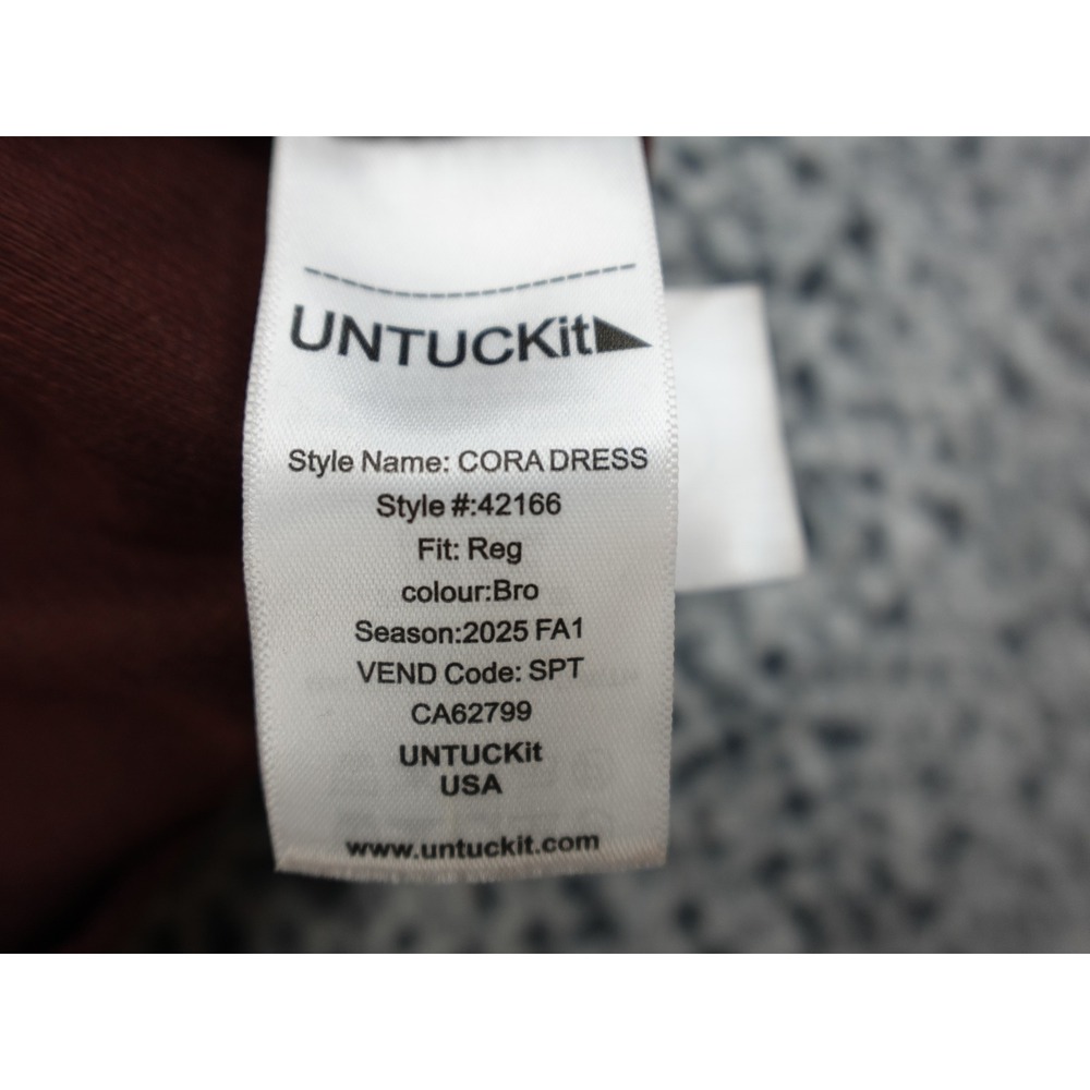 UNTUCKit Cora Dress Womens 10 Brown Burgundy Corduroy Button Front 42166 - Picture 9 of 13